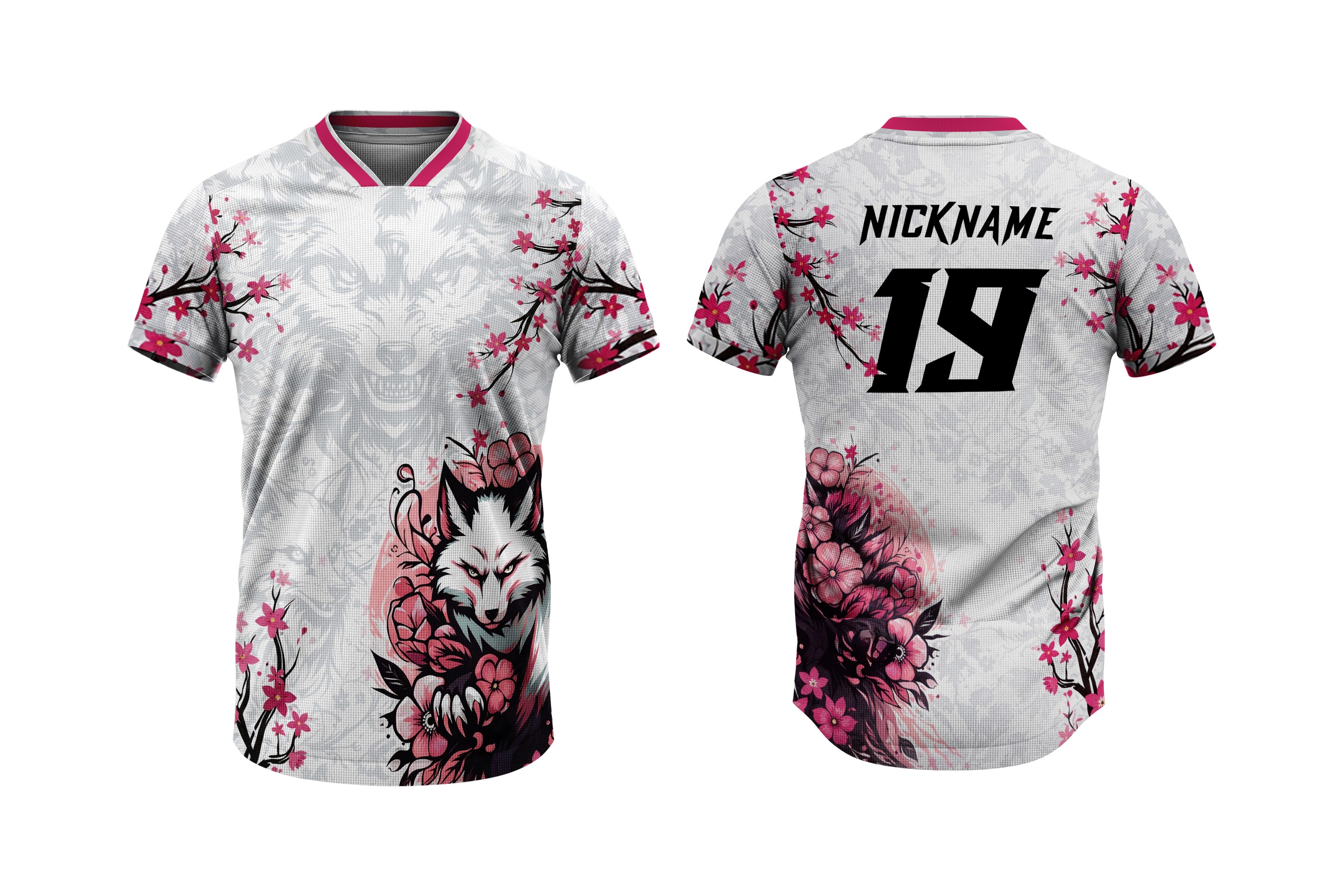 Valentine Blossom Wolf Jersey – Custom Name, Number, Logo & Flag