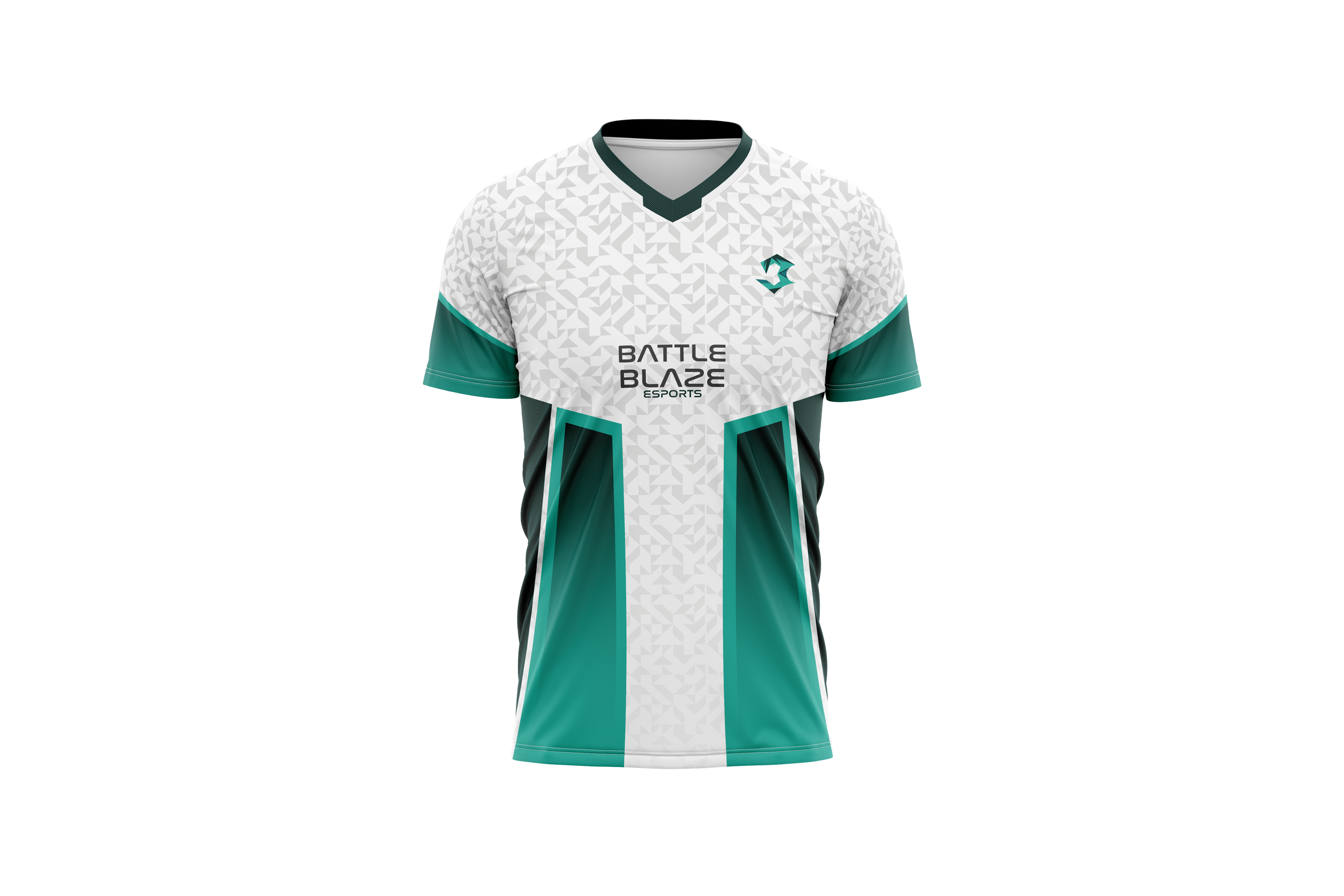 Battle Blaze Esports Jersey – White Teal Custom Name & Number