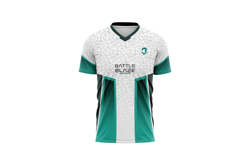 Battle Blaze Esports Jersey – White Teal Custom Name & Number