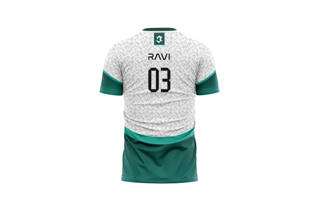 Battle Blaze Esports Jersey – White Teal Custom Name & Number