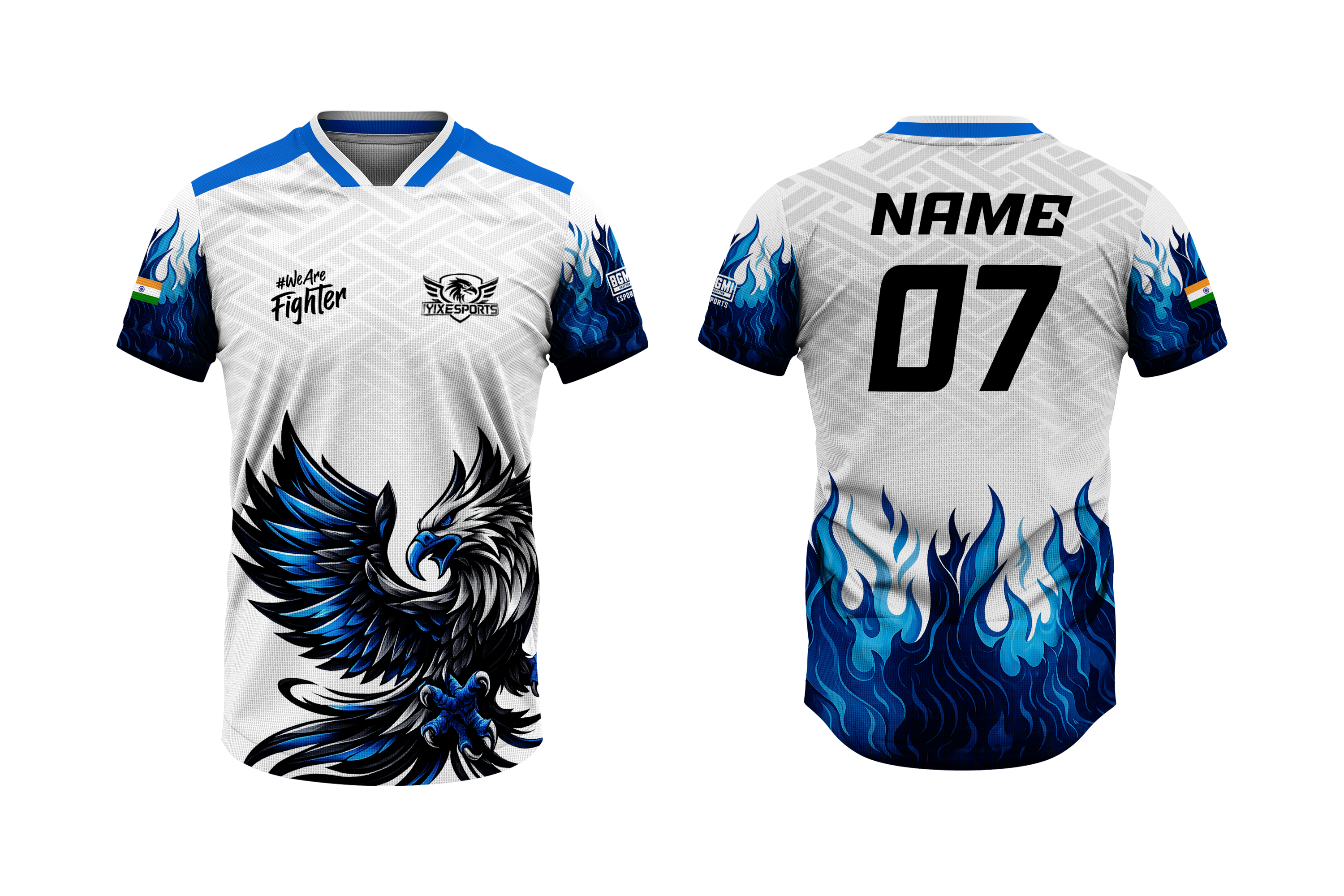 Blue & White Aggressive Falcon BGMI Jersey - 2026 New Collection