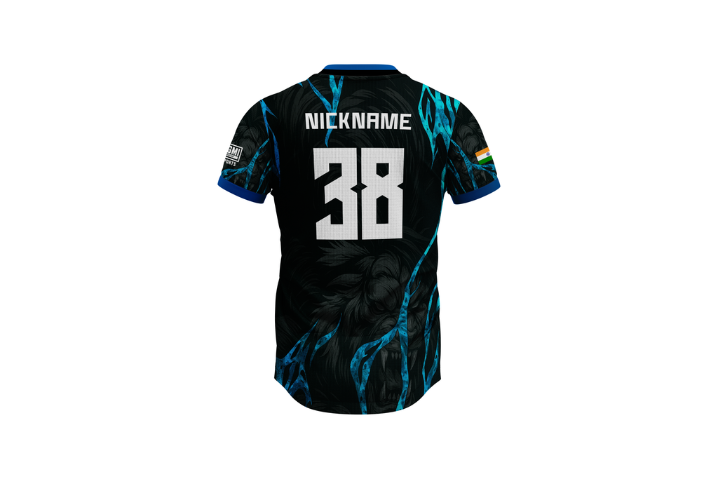 Blue Fury Lion Esports Jersey – Custom Name, Number, Logo & Flag