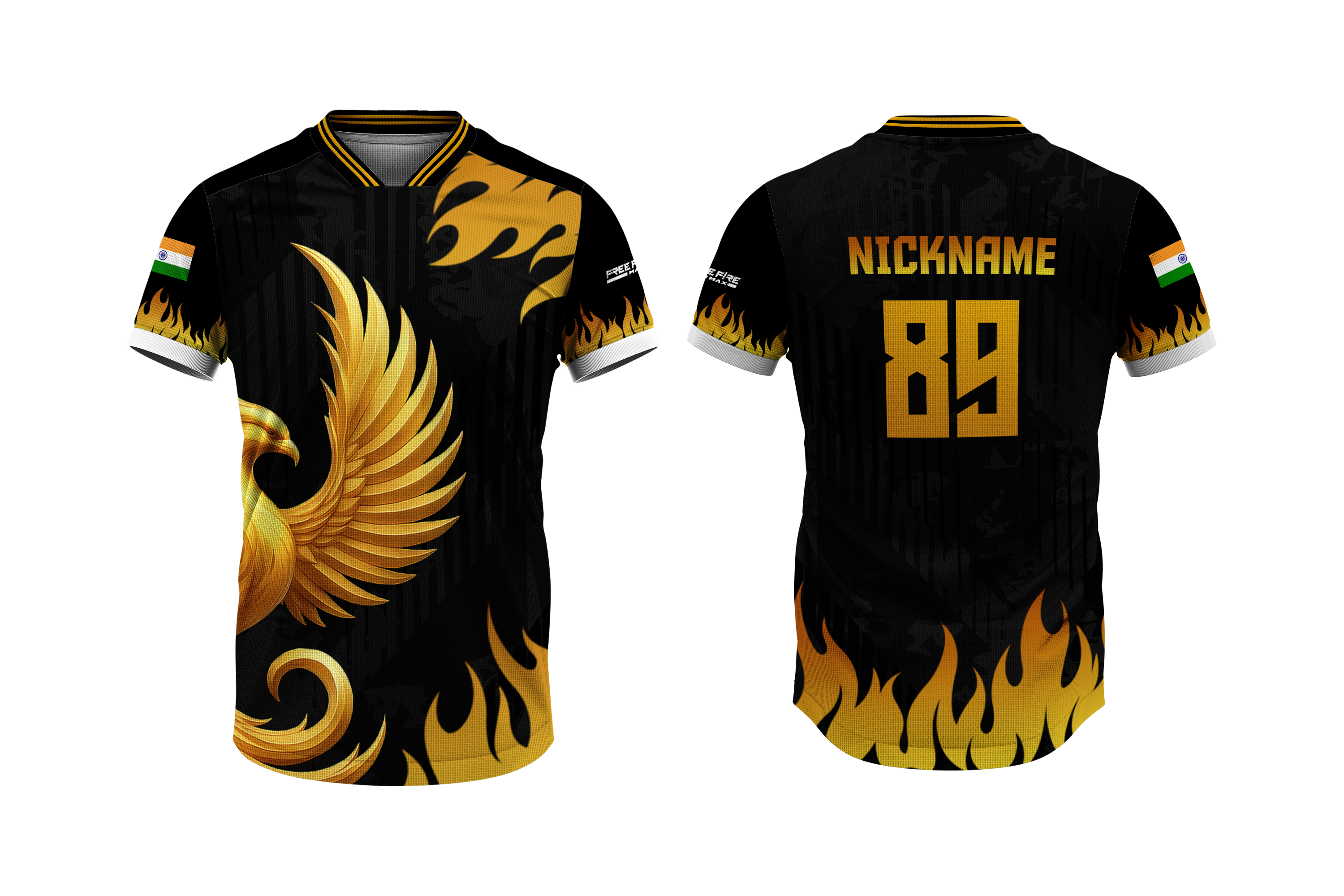 Flames Gaming Team Jersey | Custom Name, Number, Logo & Flag | Breathable Fabric