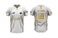 Pure White & Gold Edition Esports Jersey Custom Print | Name, Logo, Flag & Number | Pro Fit