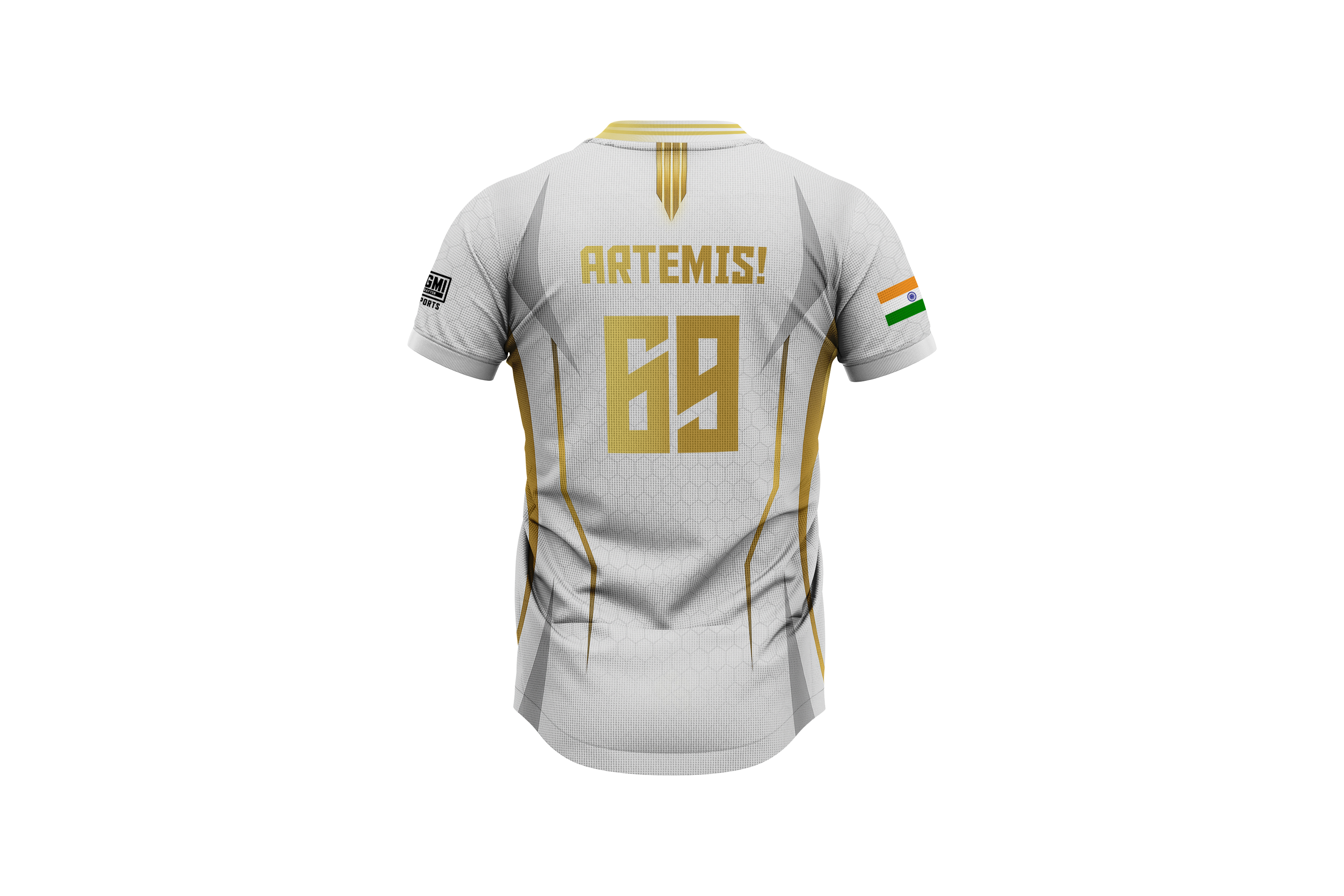 Pure White & Gold Edition Esports Jersey Custom Print | Name, Logo, Flag & Number | Pro Fit