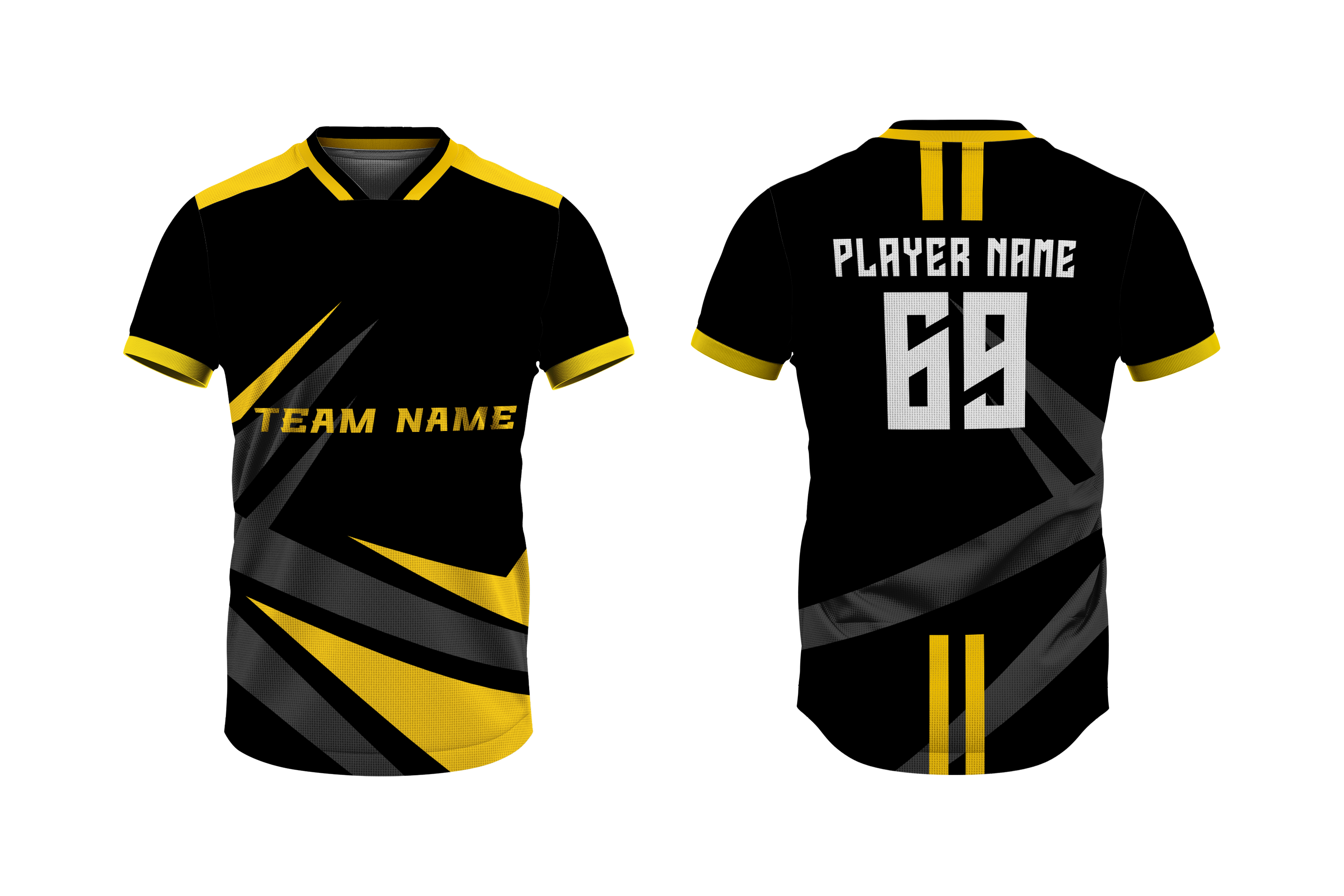 Custom Cricket Jersey Black Yellow – Any Neck Style, Name & Number