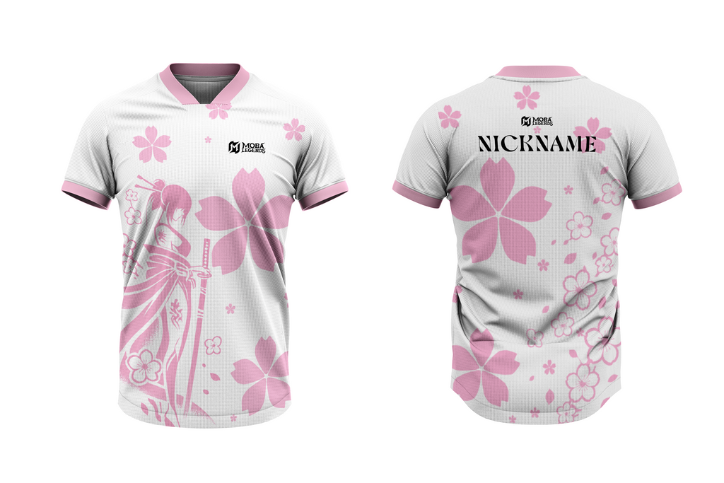 Japanese Style Pink MLBB Jersey – Custom Gaming Jersey