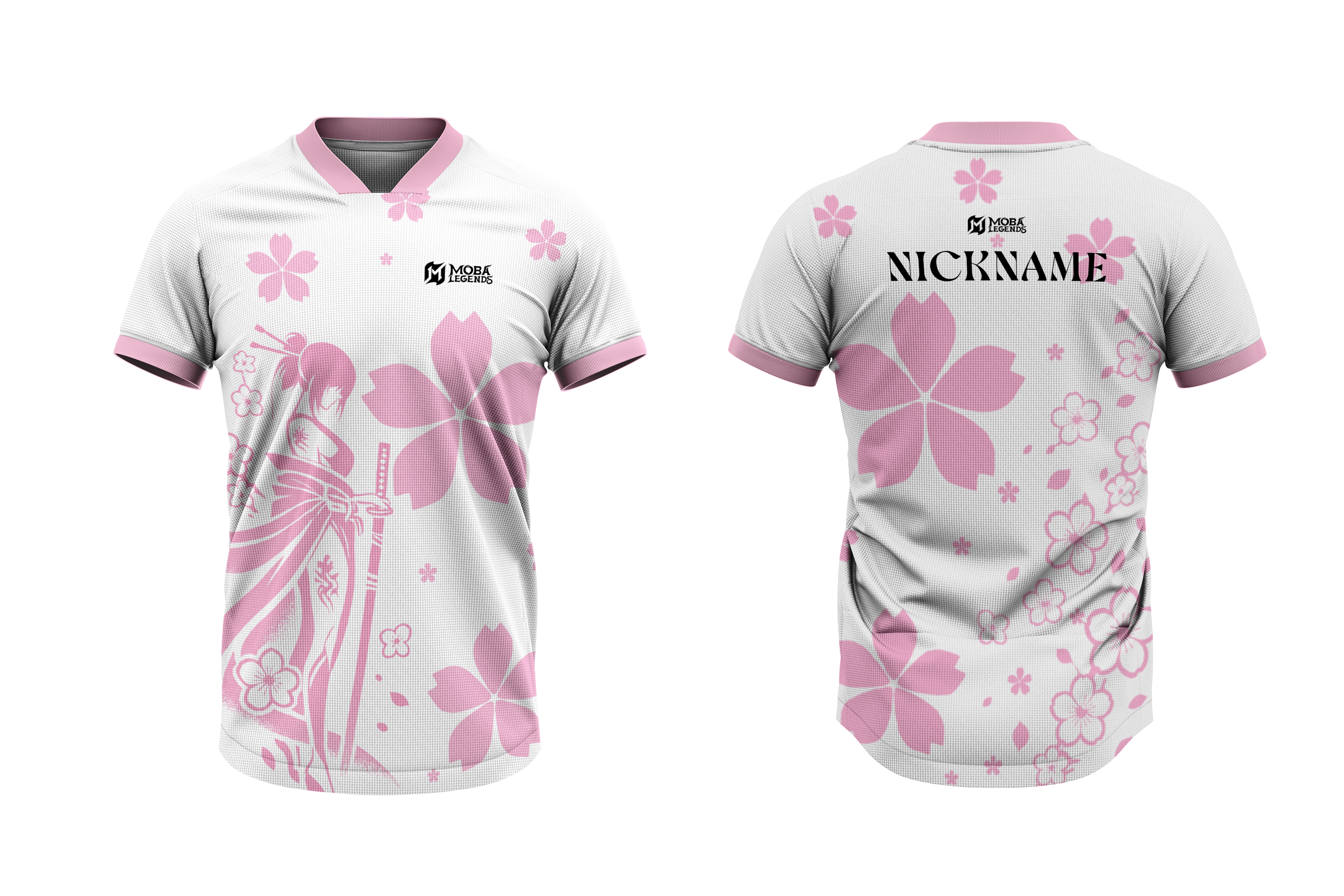 Japanese Style Pink MLBB Jersey – Custom Gaming Jersey