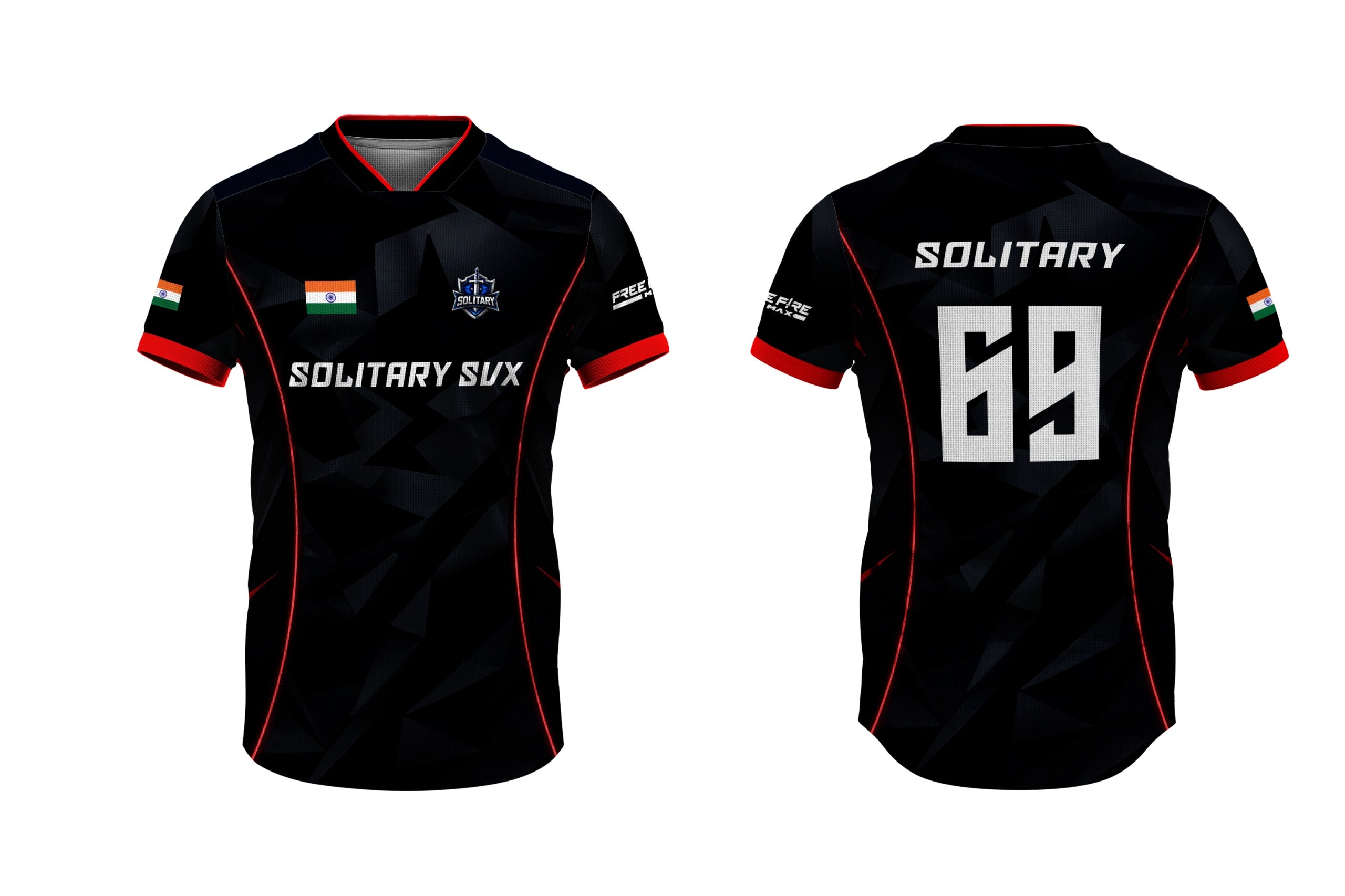 Solitart Svx Free Fire Esports Jersey - Red Edition, Customize Name, Number & Logo